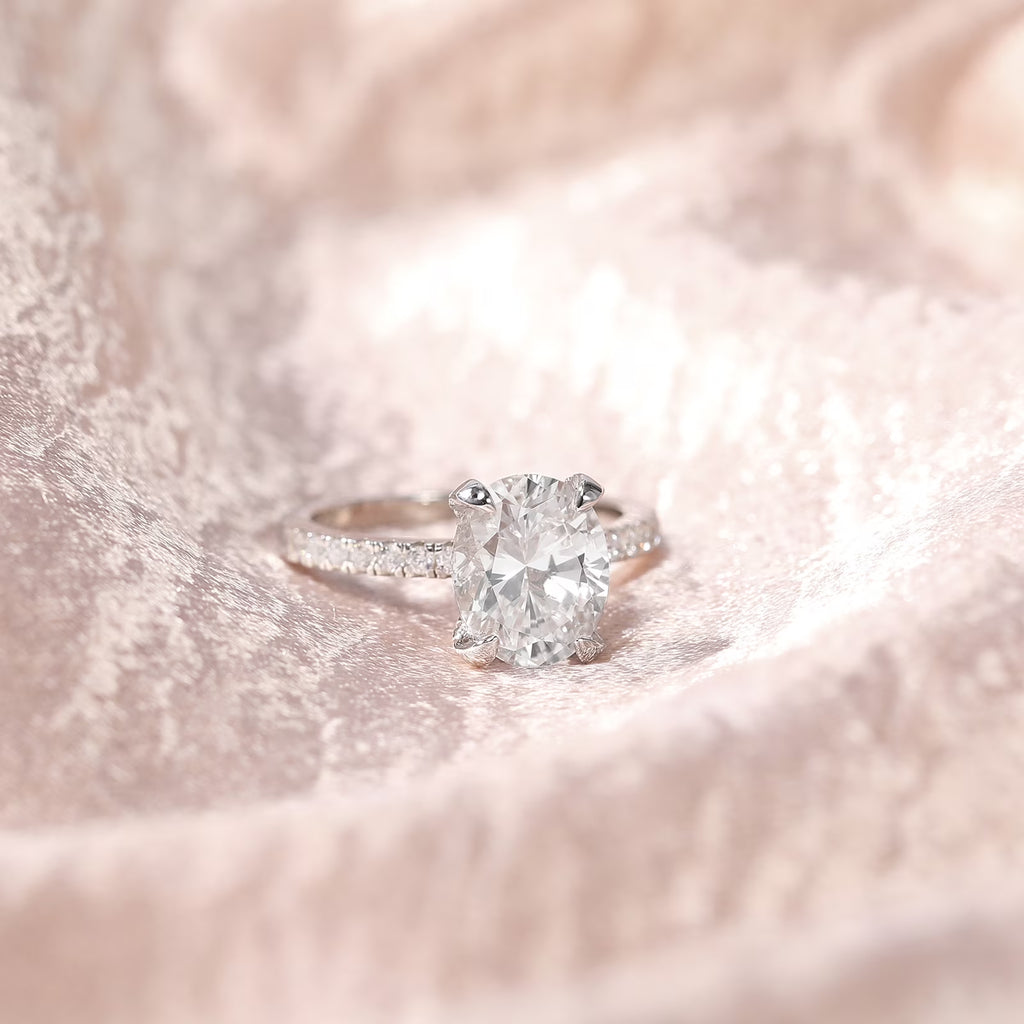 925 Sterling Silver Engagement Rings for Women 3CT Oval Cut Solitaire Cubic Zirconia CZ Promise Rings Wedding Band for Her Silver White, Size 8
