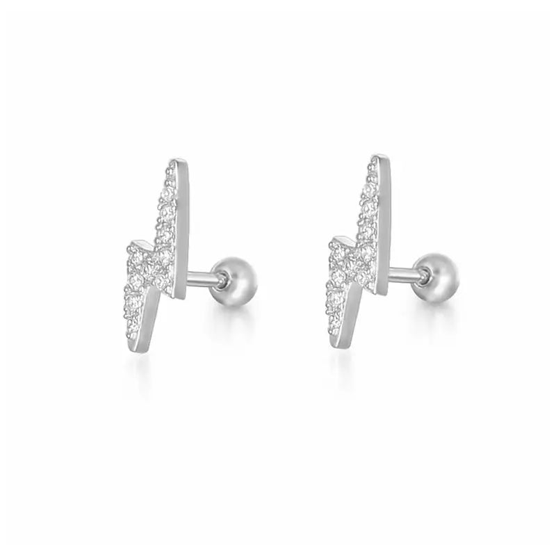 1 Pair Real 925 Sterling Silver Stud Earrings Crystal Zircon Piercing Earings for Women Ear Bone Fine Jewelry Pendientes