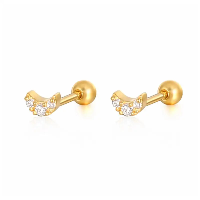 1 Pair Real 925 Sterling Silver Stud Earrings Crystal Zircon Piercing Earings for Women Ear Bone Fine Jewelry Pendientes