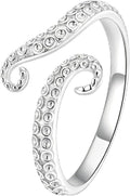Silver Rings for Women Dainty Adjustable Statement Ring Non Tarnish | Cubic Zirconia Paved Unique Jewelry Gift Mixed Symbolic Motifs, Versatile Styling for Daily Outfits