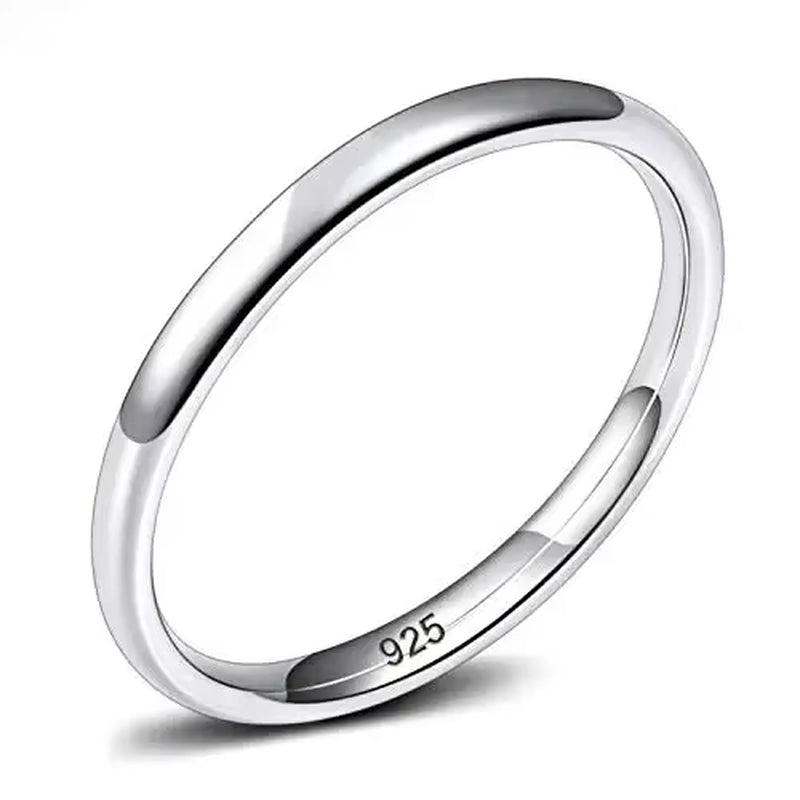 2/ 4/6Mm 925 Sterling Silver Ring High Polish Plain Dome Wedding Band Comfort Engraving Dropshiping
