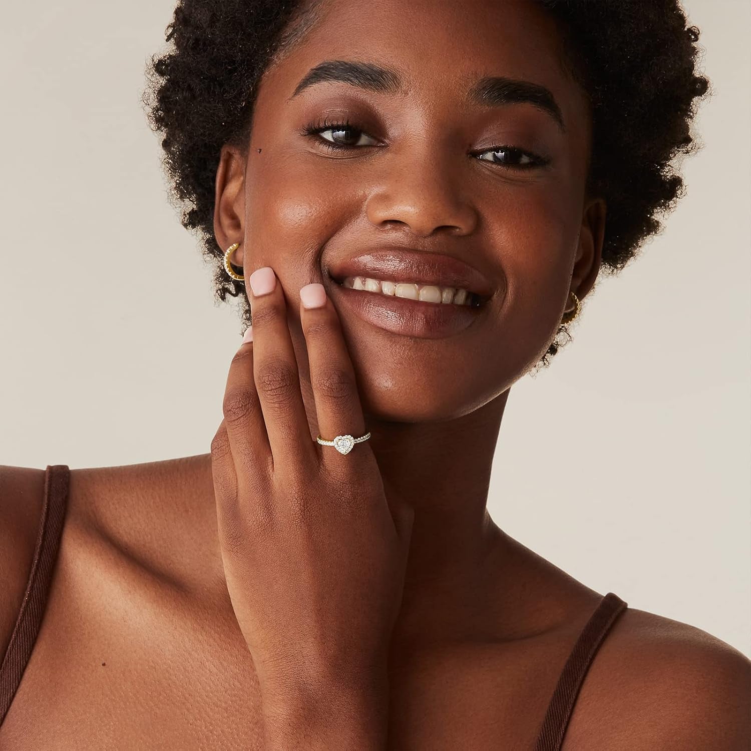 14K Gold Plated Halo Ring | Heart Ring for Women | Square round Valentines Day Love Promise Rings for Her