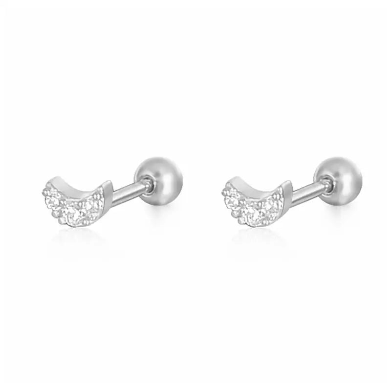 1 Pair Real 925 Sterling Silver Stud Earrings Crystal Zircon Piercing Earings for Women Ear Bone Fine Jewelry Pendientes