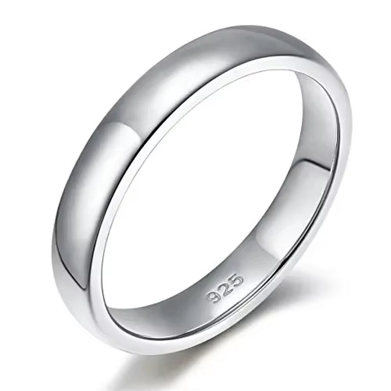 2/ 4/6Mm 925 Sterling Silver Ring High Polish Plain Dome Wedding Band Comfort Engraving Dropshiping