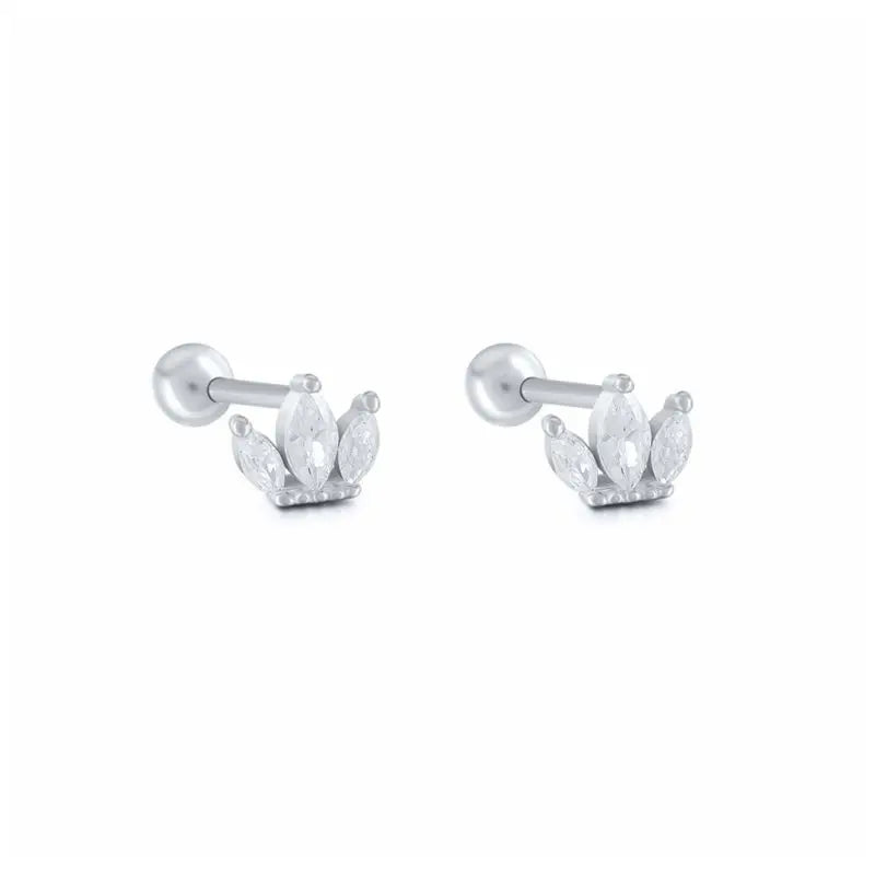 1 Pair Real 925 Sterling Silver Stud Earrings Crystal Zircon Piercing Earings for Women Ear Bone Fine Jewelry Pendientes
