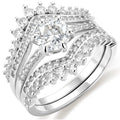S925 Sterling Silver Plated Wedding Rings for Women CZ Eternity Promise Band Engagement Rings Set Birthday Mothers Day Jewelry Gifts Her Mom Wife Girlfriend Adults Ideas