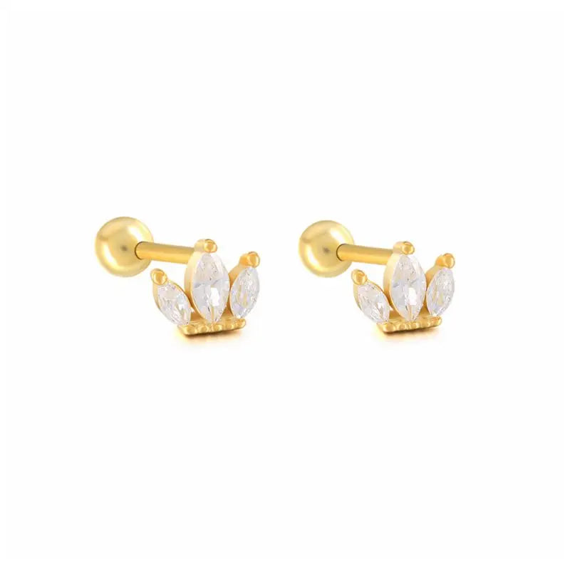 1 Pair Real 925 Sterling Silver Stud Earrings Crystal Zircon Piercing Earings for Women Ear Bone Fine Jewelry Pendientes