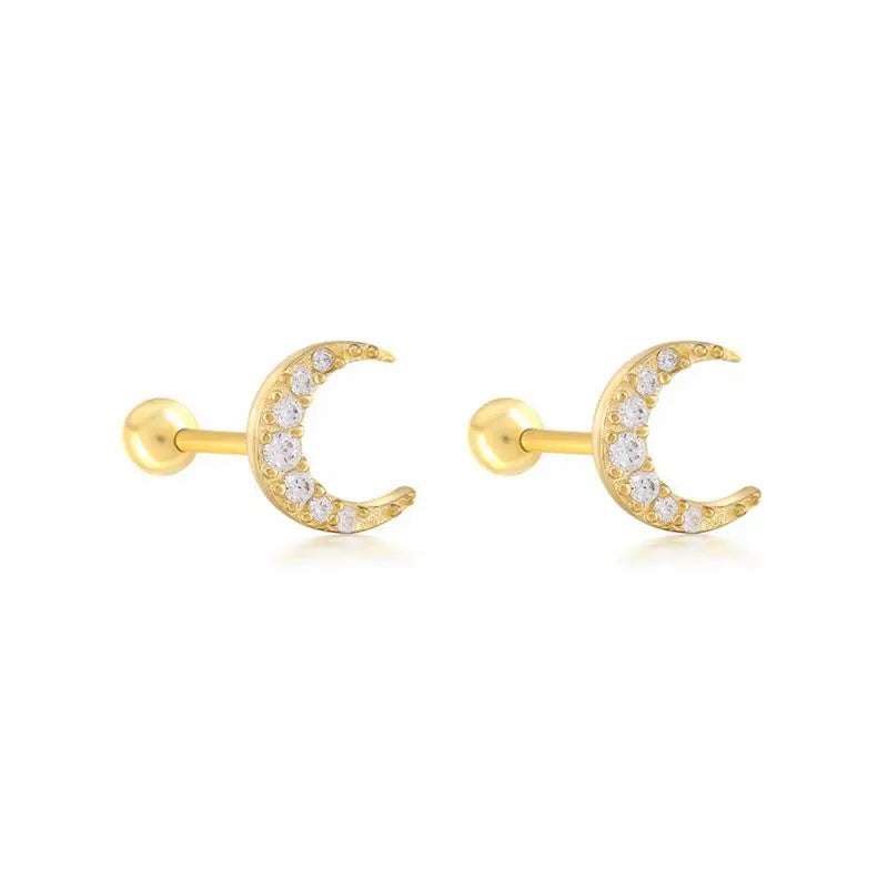 1 Pair Real 925 Sterling Silver Stud Earrings Crystal Zircon Piercing Earings for Women Ear Bone Fine Jewelry Pendientes