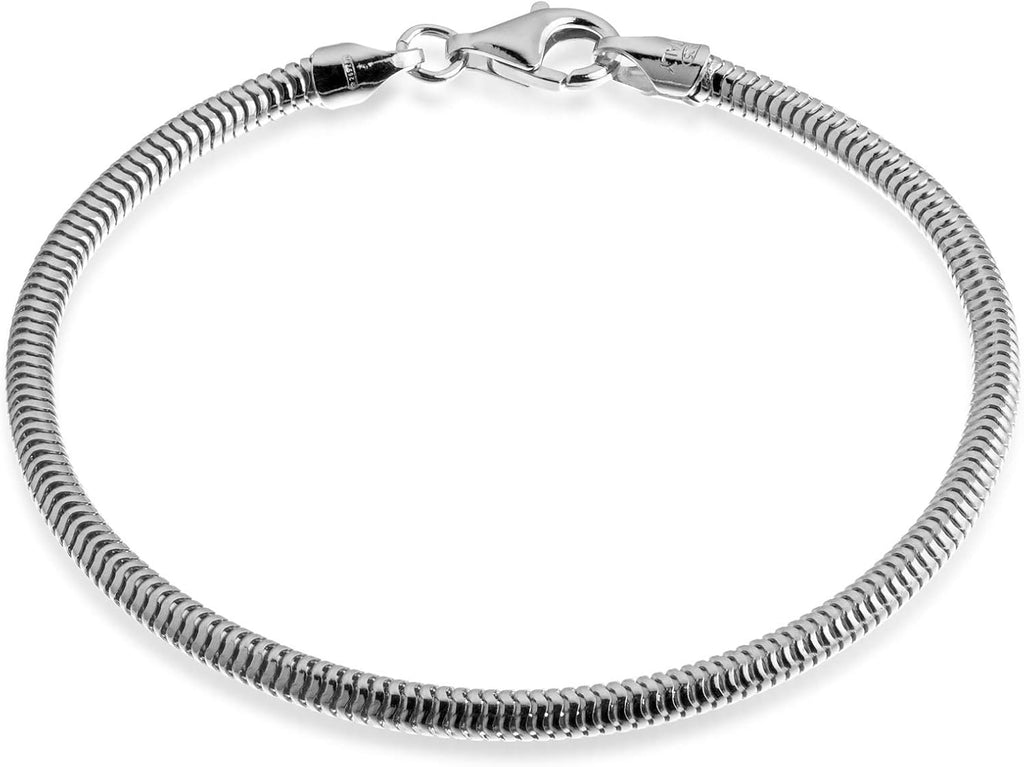 - Snake Chain Bracelet for Women Men Girls Boys in 925 Sterling Silver Italian 3Mm - 6.5 to 8.5 Inch - Premium Quality Certified Made in Italy - Gift Box Included