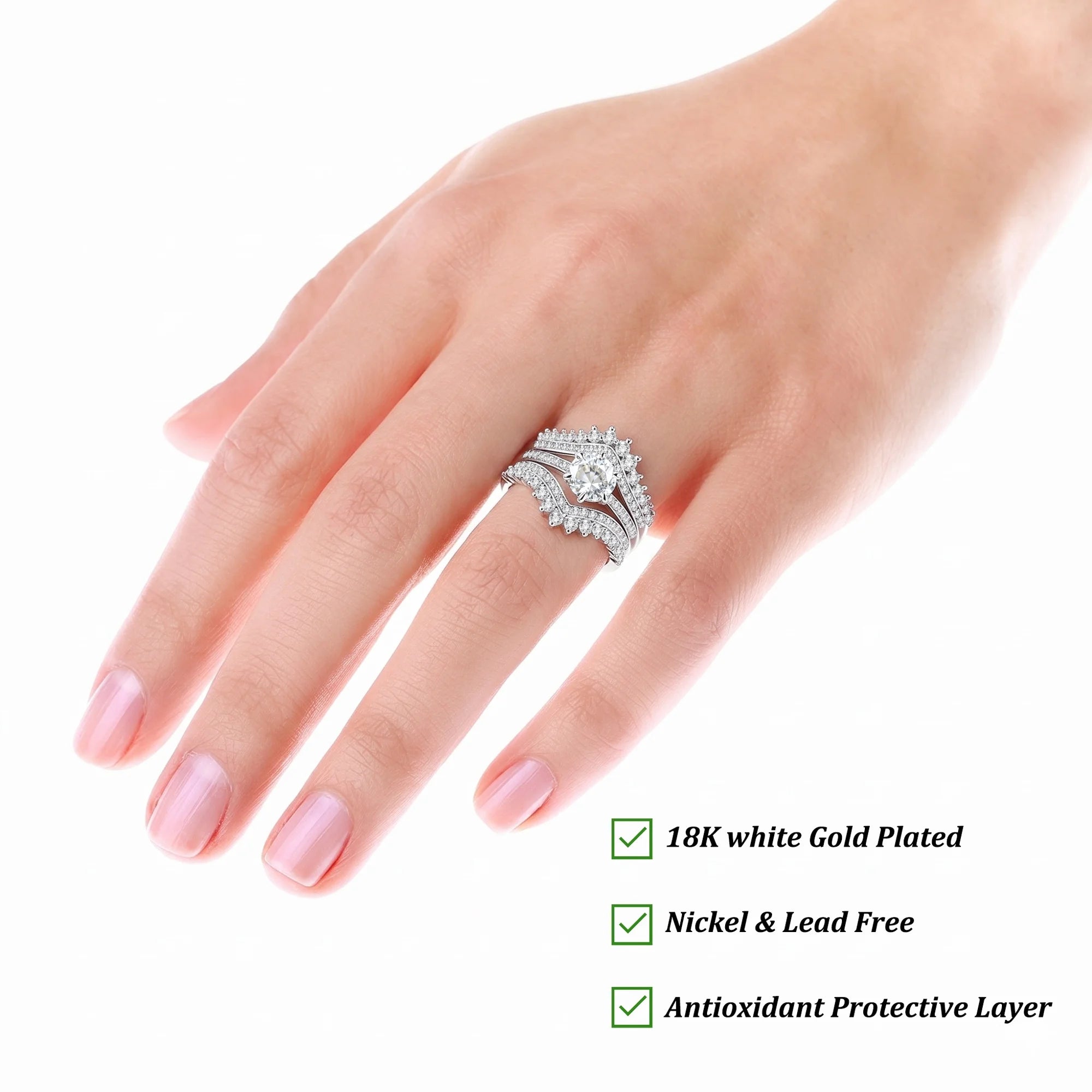 S925 Sterling Silver Plated Wedding Rings for Women CZ Eternity Promise Band Engagement Rings Set Birthday Mothers Day Jewelry Gifts Her Mom Wife Girlfriend Adults Ideas