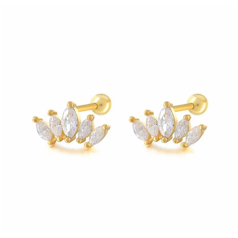 1 Pair Real 925 Sterling Silver Stud Earrings Crystal Zircon Piercing Earings for Women Ear Bone Fine Jewelry Pendientes