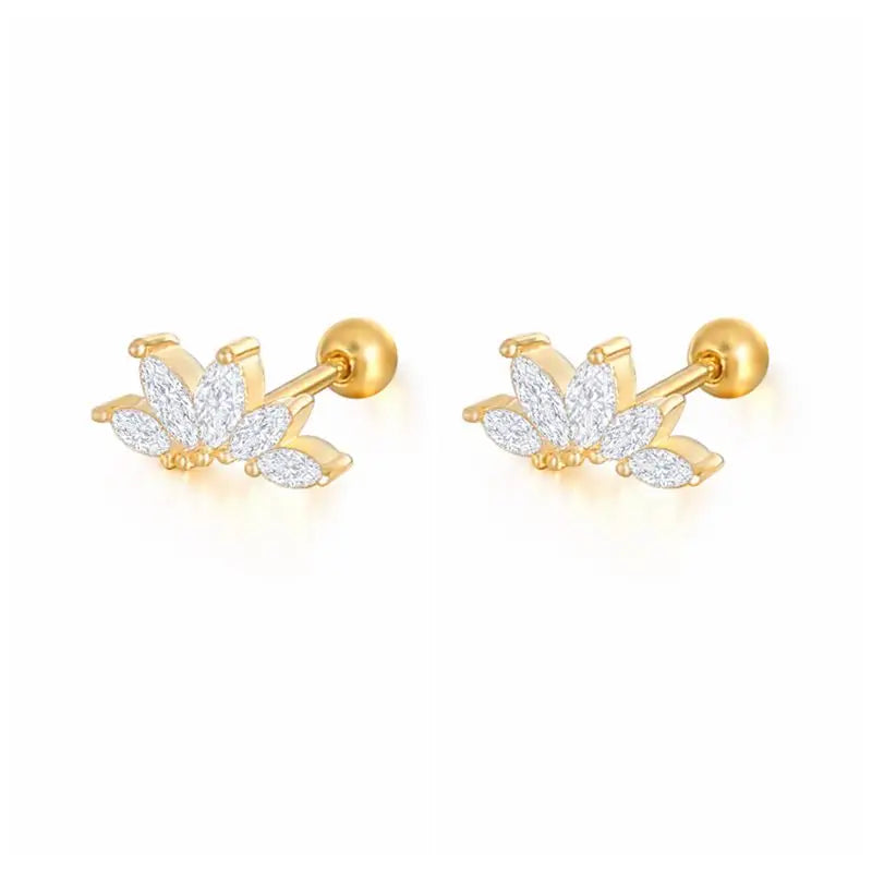 1 Pair Real 925 Sterling Silver Stud Earrings Crystal Zircon Piercing Earings for Women Ear Bone Fine Jewelry Pendientes