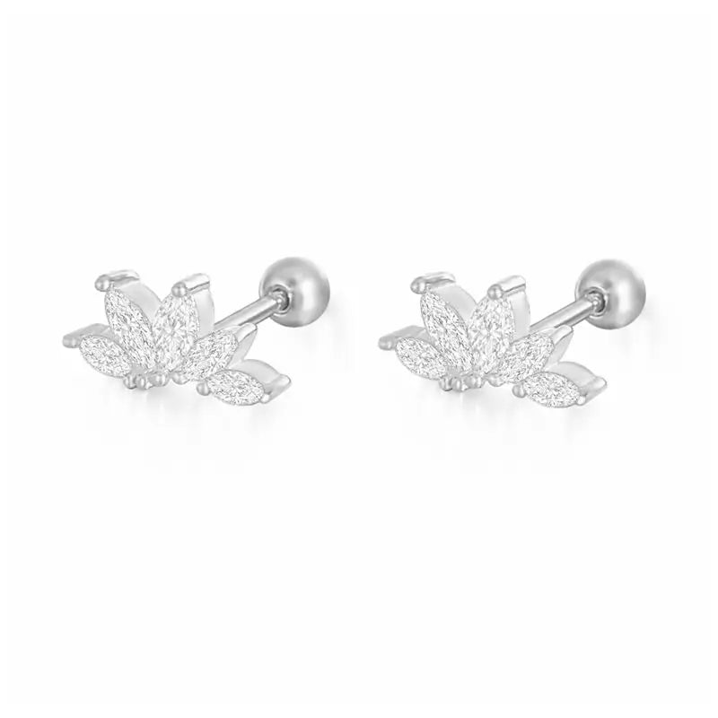 1 Pair Real 925 Sterling Silver Stud Earrings Crystal Zircon Piercing Earings for Women Ear Bone Fine Jewelry Pendientes