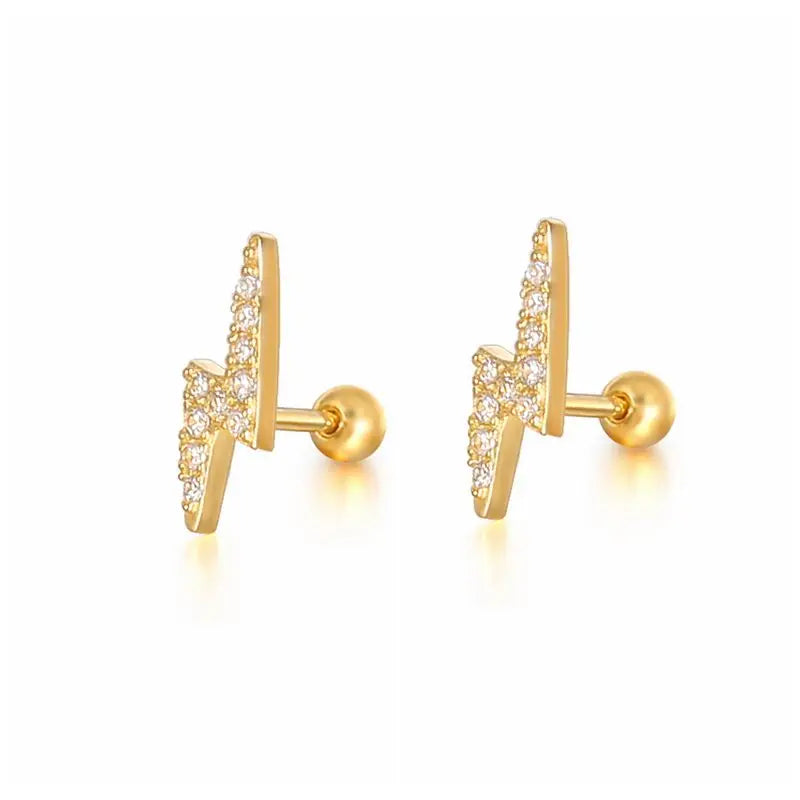 1 Pair Real 925 Sterling Silver Stud Earrings Crystal Zircon Piercing Earings for Women Ear Bone Fine Jewelry Pendientes