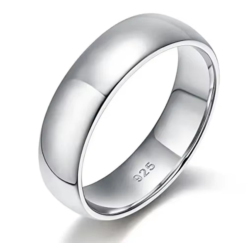 2/ 4/6Mm 925 Sterling Silver Ring High Polish Plain Dome Wedding Band Comfort Engraving Dropshiping