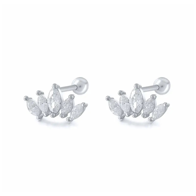 1 Pair Real 925 Sterling Silver Stud Earrings Crystal Zircon Piercing Earings for Women Ear Bone Fine Jewelry Pendientes
