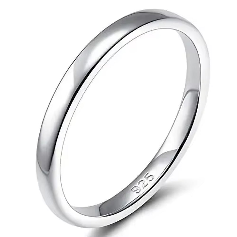 2/ 4/6Mm 925 Sterling Silver Ring High Polish Plain Dome Wedding Band Comfort Engraving Dropshiping